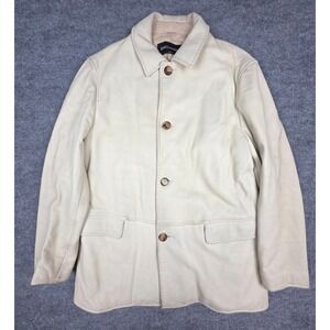Enrico Mandelli Leather Jacket Men's 52 (Large) Ivory DEERSKIN Camel Hair Lined*